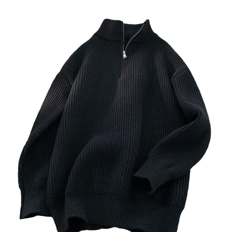 Men's Half Zip Sweater Casual Loose Fit Knit Pullover