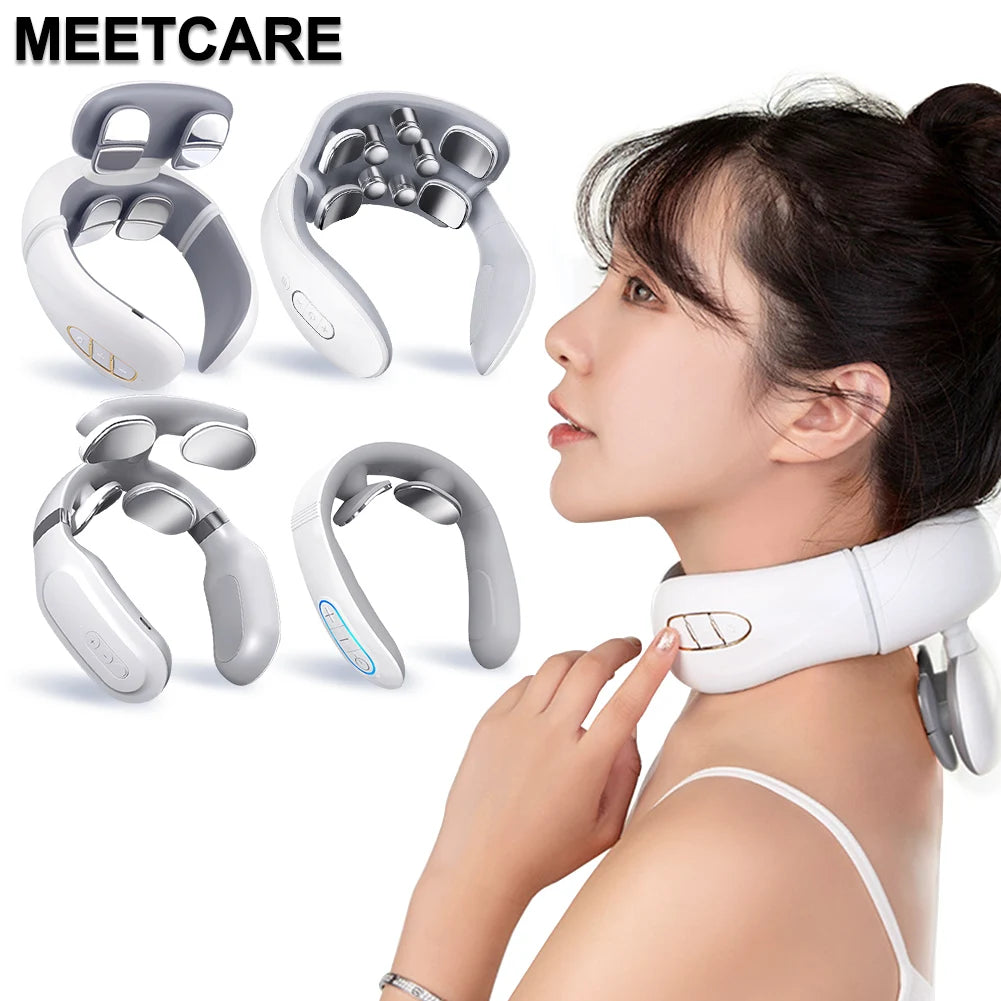 TENS Pulse Back Neck Massage Wireless Smart Sholder Cervical Massager Heating Relief  Pain Muscle Punch Beating Health