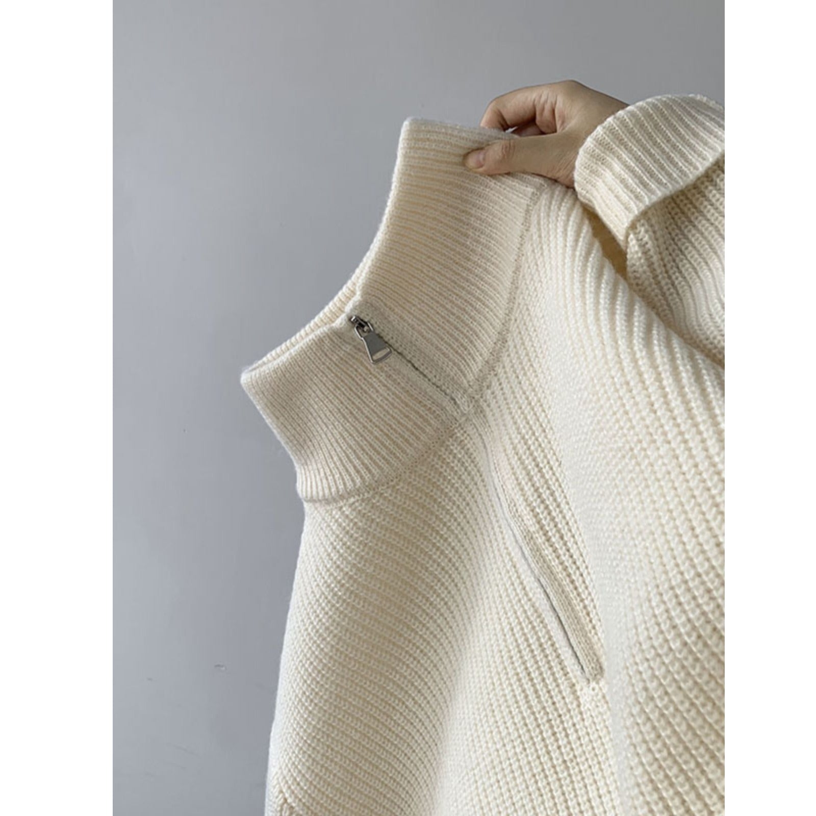 Men's Half Zip Sweater Casual Loose Fit Knit Pullover