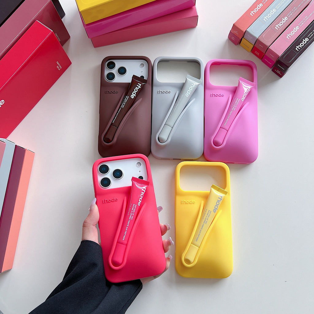 Silicone Phone Case with Lip Gloss for iPhone